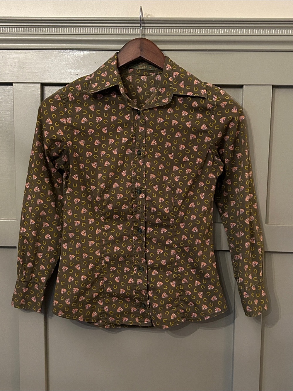 Etro Horse Printed Long Sleeve Button Down Shirt Size 38 IT / US 2